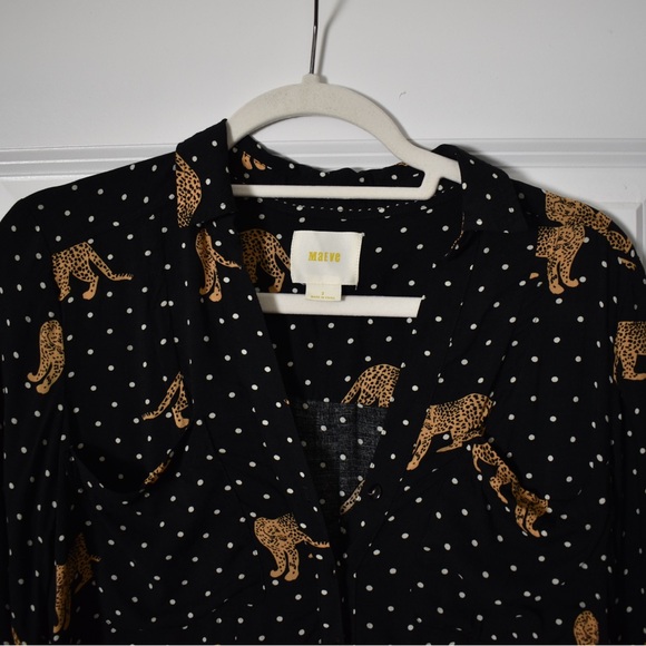 Maeve Casia Leopard Cheetah Dot Print Blouse from Anthropologie 🐆 - Picture 2 of 5